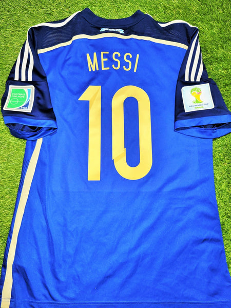 Messi Argentina 2014 WORLD CUP FINAL Away Soccer Jersey Shirt L SKU# G75187 Adidas