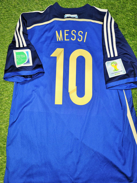 Messi Argentina 2014 WORLD CUP FINAL Away Soccer Jersey Shirt XL SKU# G75187 Adidas