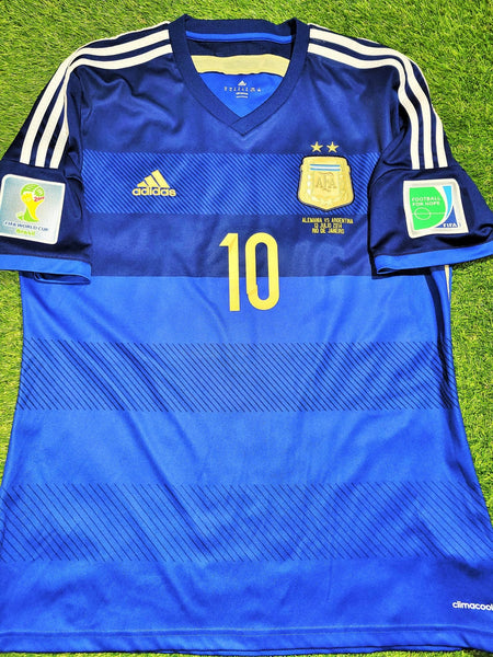 Messi Argentina 2014 WORLD CUP FINAL Away Soccer Jersey Shirt XL SKU# G75187 Adidas