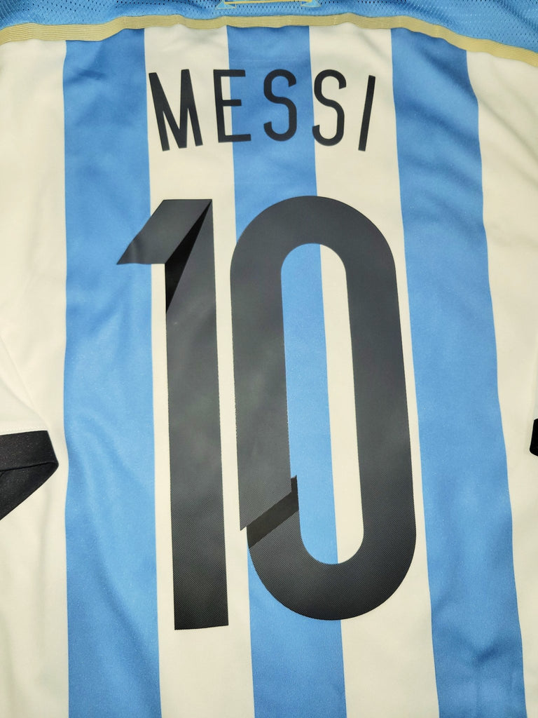 Messi Argentina 2014 WORLD CUP FINAL Away Soccer Jersey Shirt L SKU# G75187