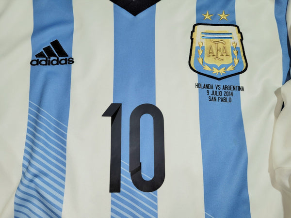 Messi Argentina 2014 WORLD CUP SEMIFINAL Long Sleeve Soccer Jersey Shirt L SKU# M60406 Adidas