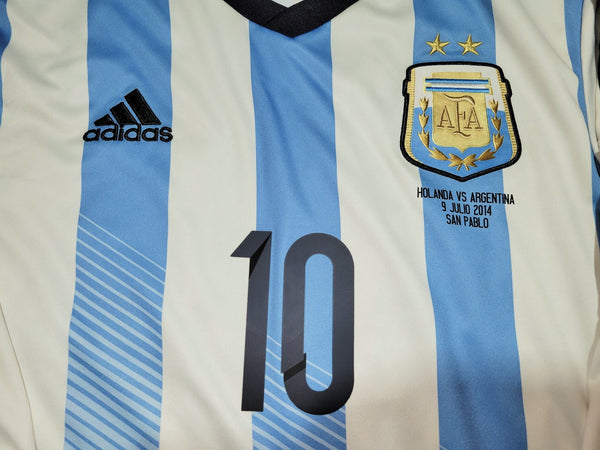 Messi Argentina 2014 WORLD CUP SEMIFINAL Long Sleeve Soccer Jersey Shirt M SKU# M60406 Adidas