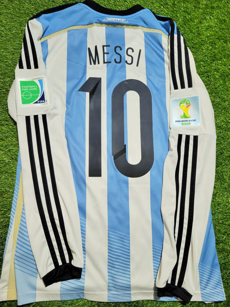 Messi Argentina 2014 WORLD CUP SEMIFINAL Long Sleeve Soccer Jersey Shirt M SKU# M60406 Adidas