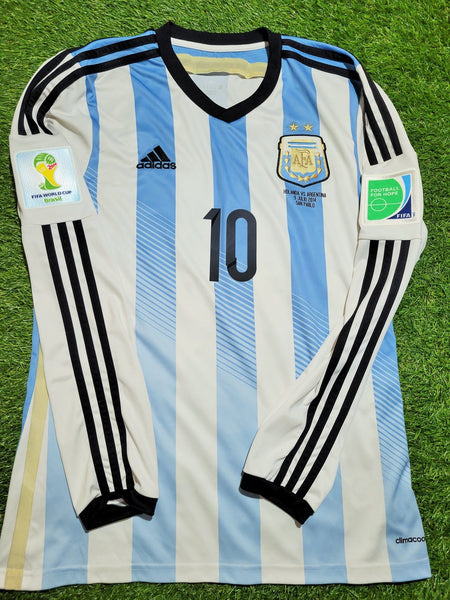 Messi Argentina 2014 WORLD CUP SEMIFINAL Long Sleeve Soccer Jersey Shirt M SKU# M60406 Adidas