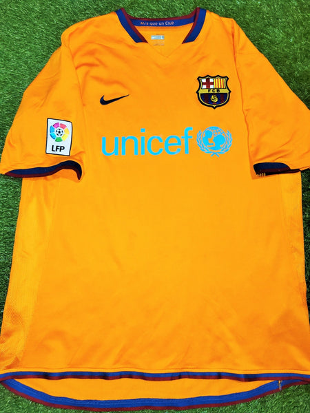 Messi Barcelona 2006 2007 Orange Away Jersey Shirt Camiseta L SKU# 146982-819 Nike