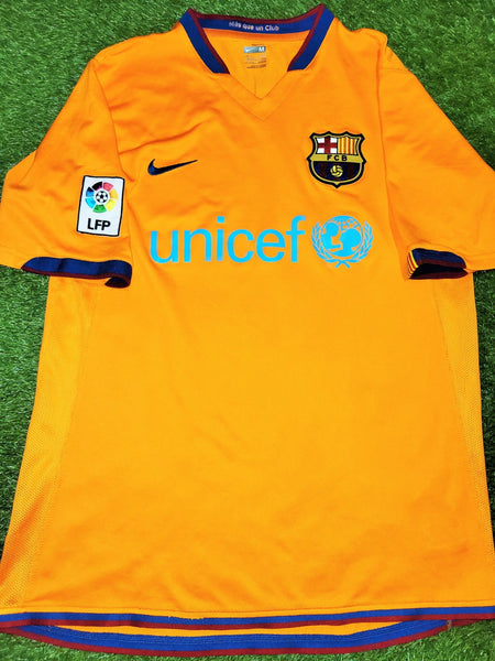 Messi Barcelona 2006 2007 Orange Away Soccer Jersey Shirt Camiseta M SKU# 146982-819 Nike