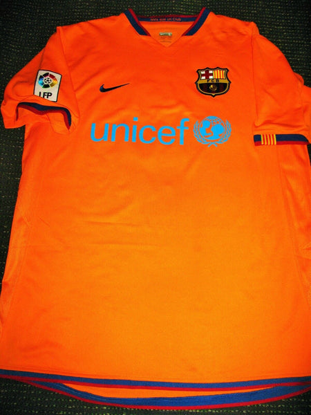 Messi Barcelona 2007 2008 Orange Jersey Shirt Camiseta Maglia L - foreversoccerjerseys