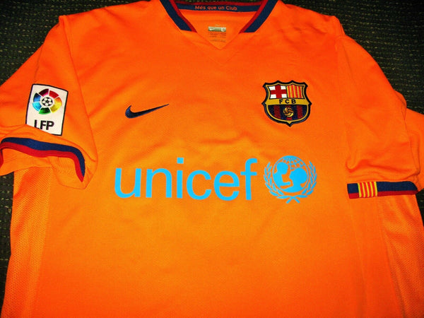 Messi Barcelona 2007 2008 Orange Jersey Shirt Camiseta Maglia L - foreversoccerjerseys