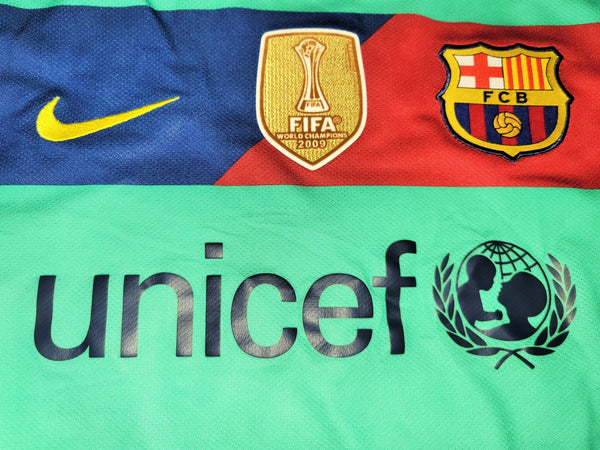 Messi Barcelona 2010 2011 Away Long Sleeve Soccer Jersey Shirt L SKU# 382358-310 Nike