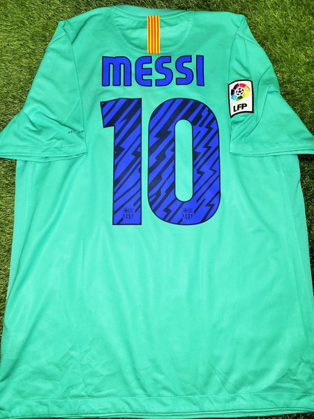 Messi Barcelona 2010 2011 Away Soccer Jersey Shirt L SKU# 382358-310 Nike
