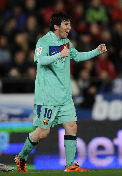 Messi Barcelona 2010 2011 Green Away Jersey Shirt Camiseta L SKU# 382358-310 Nike