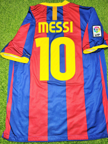 Messi Barcelona 2010 2011 Home Soccer Jersey Shirt L SKU# 382354-488 Nike