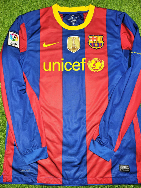 Messi Barcelona 2010 2011 Long Sleeve Soccer Jersey Shirt L SKU# 382355-486 Nike