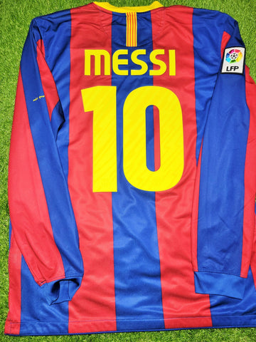 Messi Barcelona 2010 2011 Long Sleeve Soccer Jersey Shirt L SKU# 382355-486 Nike