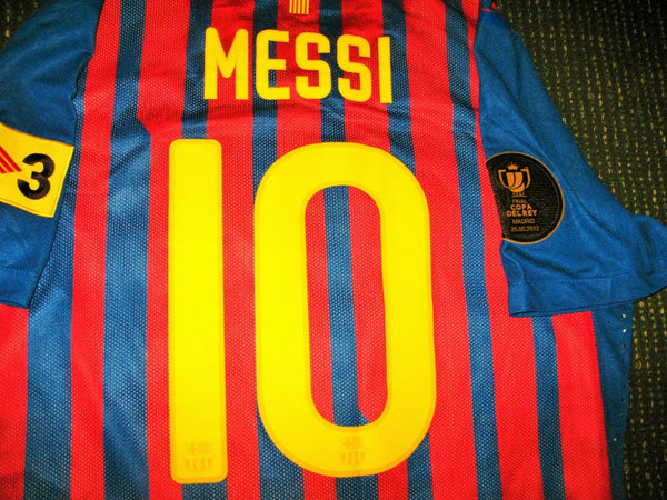 Messi Barcelona 2011 2012 MATCH ISSUED COPA DEL REY FINAL Jersey Shirt Camiseta L - foreversoccerjerseys