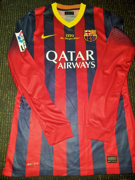 Messi Barcelona 2013 2014 MATCH ISSUED Jersey Shirt Camiseta Maglia L - foreversoccerjerseys