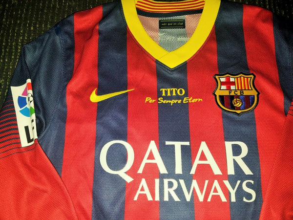 Messi Barcelona 2013 2014 MATCH ISSUED Jersey Shirt Camiseta Maglia L - foreversoccerjerseys