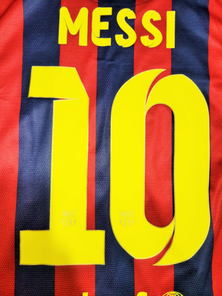 Messi Barcelona 2013 2014 UEFA Home Long Sleeve Soccer Jersey Shirt BNWT L SKU# 547926-413 Nike