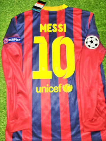 Messi Barcelona 2013 2014 UEFA Home Long Sleeve Soccer Jersey Shirt BNWT L SKU# 547926-413 Nike