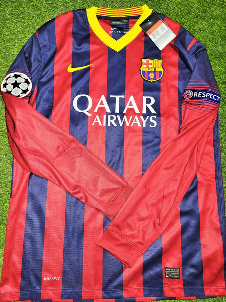 Messi Barcelona 2013 2014 UEFA Home Long Sleeve Soccer Jersey Shirt BNWT L SKU# 547926-413 Nike