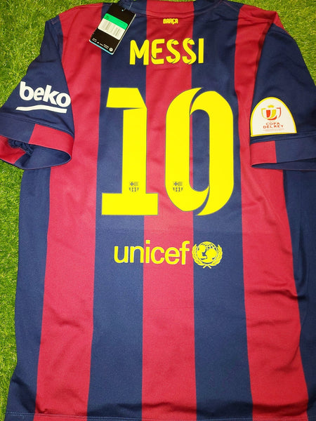 Messi Barcelona 2014 2015 COPA DEL REY FINAL TREBLE SEASON Jersey Shirt Camiseta BNWT XL SKU# 610594-422 foreversoccerjerseys