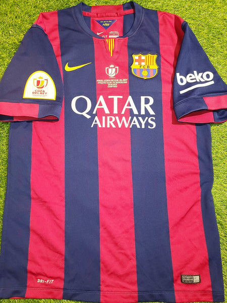 Messi Barcelona 2014 2015 COPA DEL REY FINAL TREBLE SEASON Jersey Shirt Camiseta L SKU# 610594-422 foreversoccerjerseys