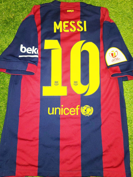 Messi Barcelona 2014 2015 COPA DEL REY FINAL TREBLE SEASON Jersey Shirt Camiseta L SKU# 610594-422 foreversoccerjerseys