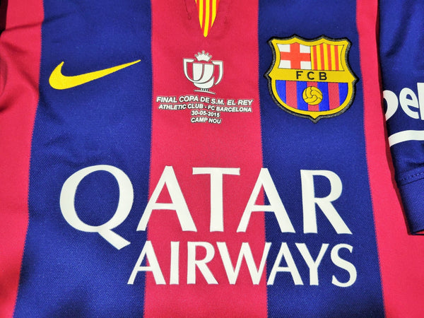 Messi Barcelona 2014 2015 COPA DEL REY FINAL TREBLE SEASON Soccer Home Jersey Shirt M SKU# 610594-422 Nike