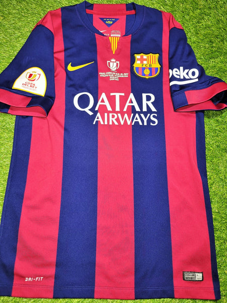 Messi Barcelona 2014 2015 COPA DEL REY FINAL TREBLE SEASON Soccer Home Jersey Shirt M SKU# 610594-422 Nike