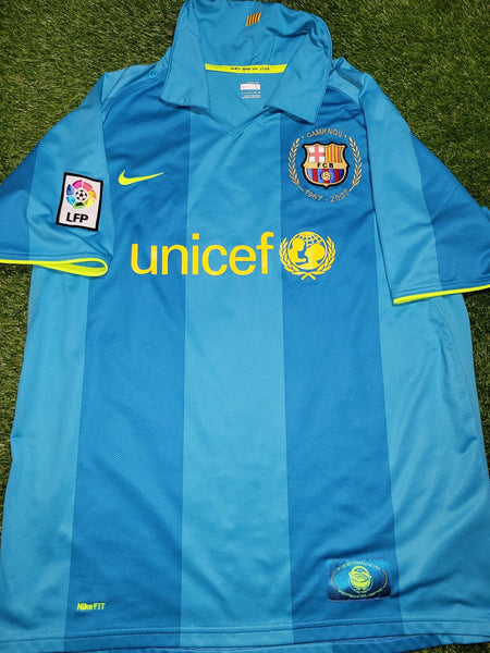 Messi Barcelona Anniversary 2007 2008 Away Soccer Jersey Shirt L SKU# 237743-414 Nike