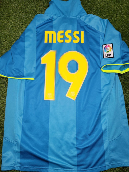 Messi Barcelona Anniversary 2007 2008 Away Soccer Jersey Shirt L SKU# 237743-414 Nike