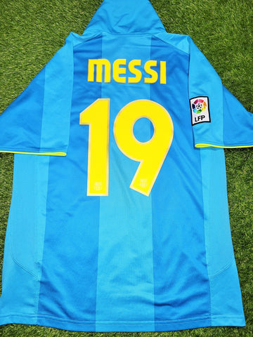 Messi Barcelona Anniversary 2007 2008 Blue Away Soccer Jersey Shirt Camiseta M SKU# 237743-414 Nike