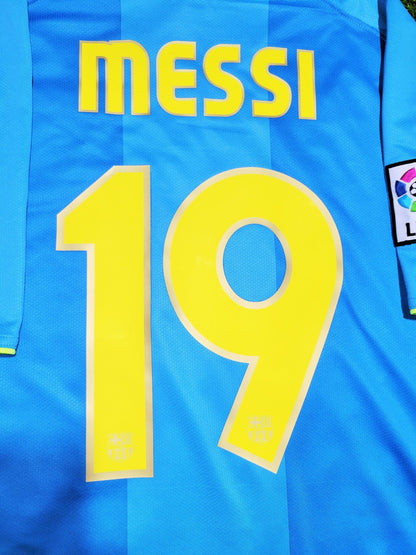 Messi Barcelona Anniversary 2007 2008 Blue Away Soccer Jersey Shirt Camiseta M SKU# 237743-414 Nike