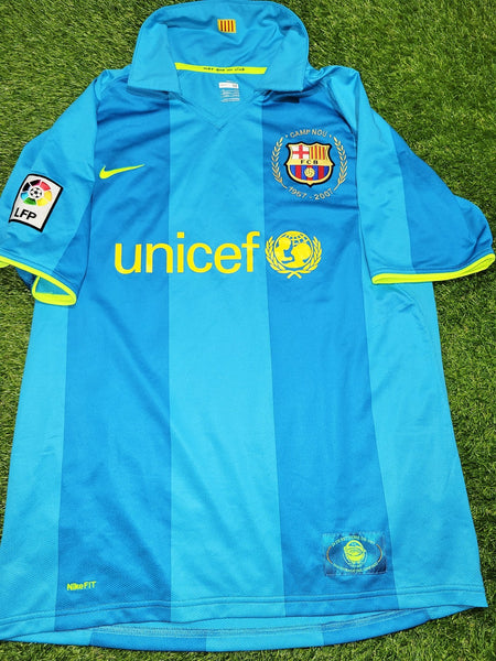 Messi Barcelona Anniversary 2007 2008 Blue Away Soccer Jersey Shirt M SKU# 237743-414 Nike