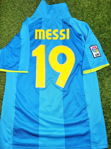 Messi Barcelona Anniversary 2007 2008 Blue Away Soccer Jersey Shirt M SKU# 237743-414 Nike