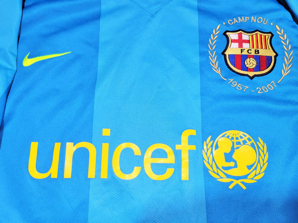 Messi Barcelona Anniversary 2007 2008 Blue Away Soccer Jersey Shirt M SKU# 237743-414 Nike