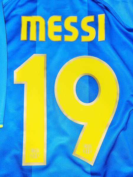 Messi Barcelona Anniversary 2007 2008 Blue Away Soccer Jersey Shirt M SKU# 237743-414 Nike