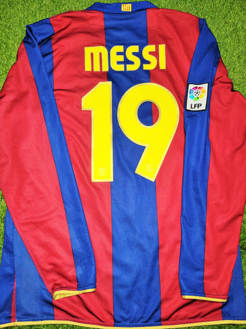 Messi Barcelona Anniversary 2007 2008 Long Sleeve Home Soccer Jersey Shirt L SKU# 244793-655 Nike