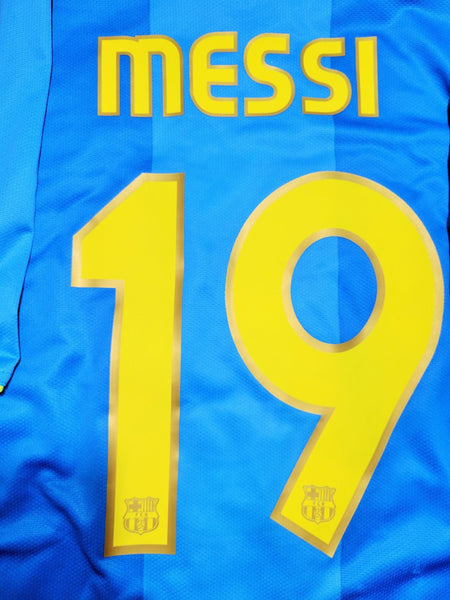 Messi Barcelona Anniversary 2007 2008 UEFA Away Soccer Jersey Shirt M SKU# 237743-414 Nike