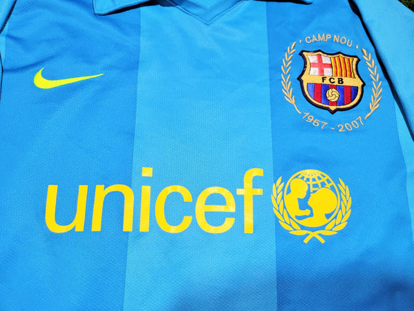 Messi Barcelona Anniversary 2007 2008 UEFA Away Soccer Jersey Shirt M SKU# 237743-414 Nike