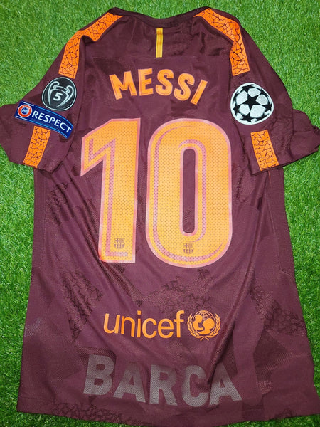 Messi Barcelona Away UEFA 2017 2018 PLAYER ISSUE Jersey Shirt M SKU# 847188-683 foreversoccerjerseys