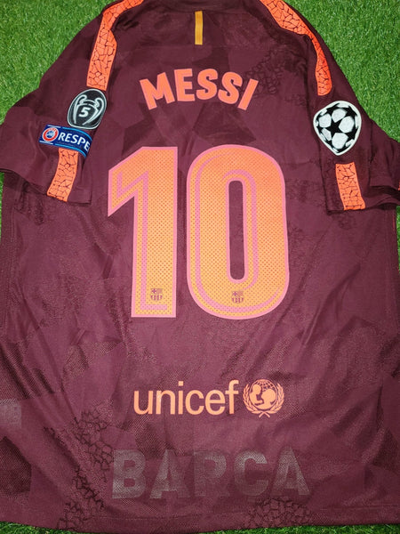Messi Barcelona Away UEFA 2017 2018 PLAYER ISSUE Jersey Shirt XL SKU# 847188-683 foreversoccerjerseys