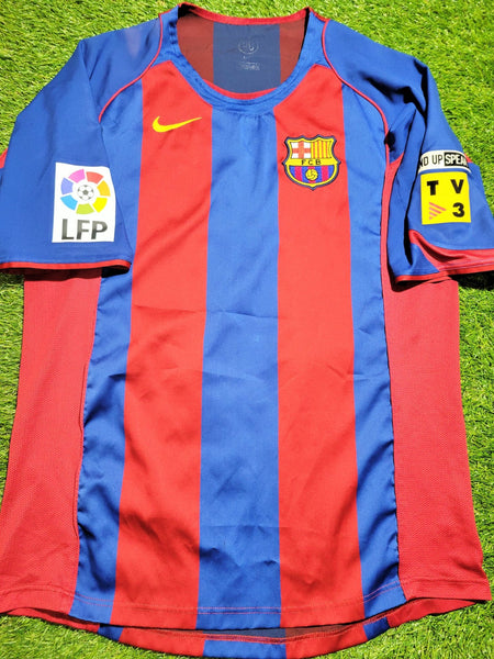 Messi Barcelona DEBUT SEASON 2004 2005 STAND UP SPEAK UP Home Jersey Shirt Camiseta L SKU# 118861 foreversoccerjerseys