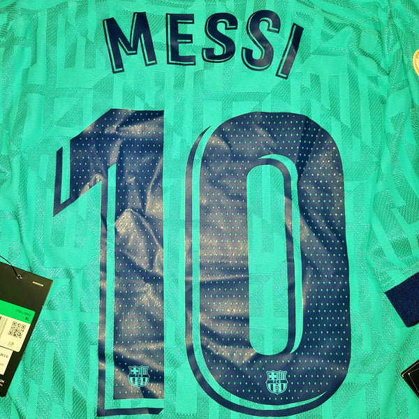 Messi Barcelona Player Issue Vaporknit 2019 2020 Third Green Jersey Shirt XL SKU# AR9343-310 foreversoccerjerseys