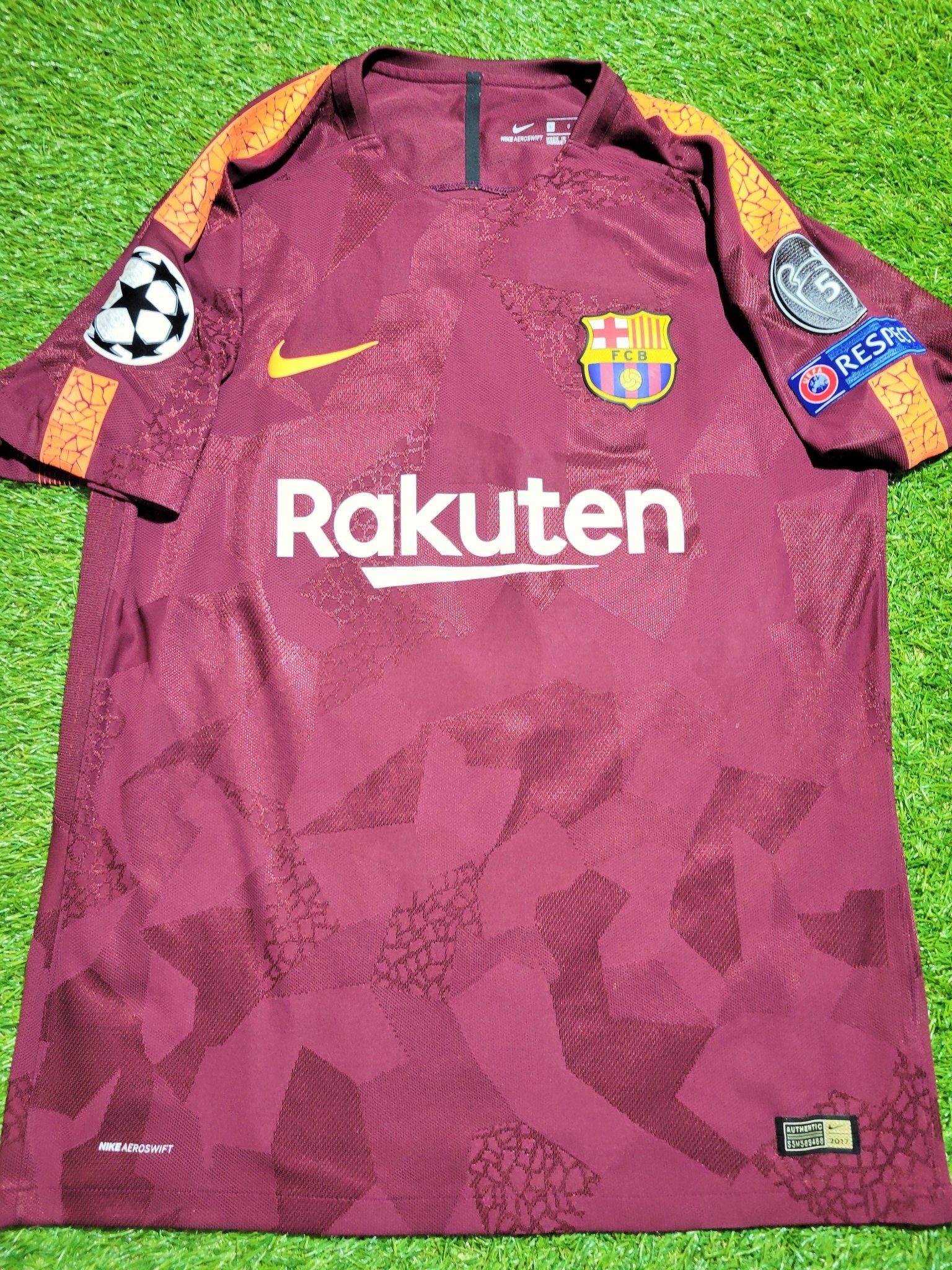 Messi Barcelona Third UEFA 2017 2018 PLAYER ISSUE Jersey Shirt L SKU# 847188-683 Nike
