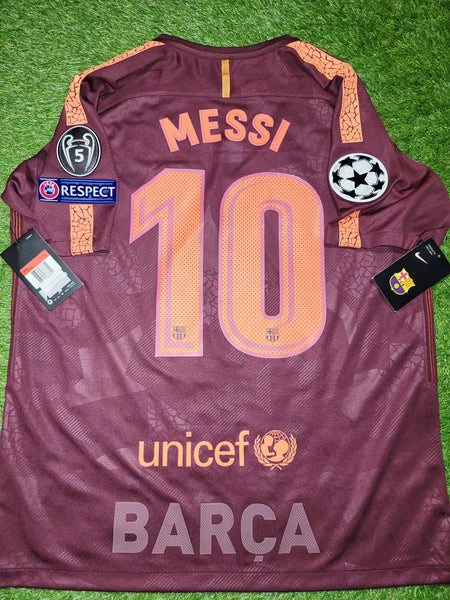 Messi Barcelona Third UEFA 2017 2018 Soccer Jersey Shirt BNWT L SKU# 847253-683 Nike