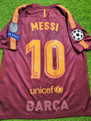 Messi Barcelona Third UEFA 2017 2018 Soccer Jersey Shirt L SKU# 847253-683 Nike