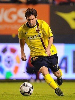 Messi Barcelona TREBLE SEASON 2008 2009 Away Yellow Jersey Shirt Camiseta L SKU# 286787-760 foreversoccerjerseys