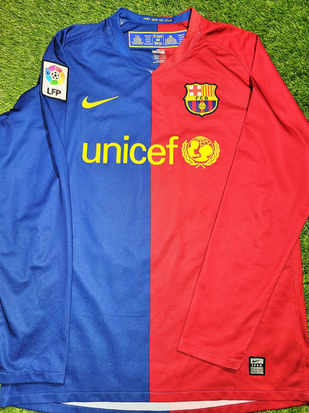 Messi Barcelona TREBLE SEASON 2008 2009 Home Long Sleeve Jersey Shirt Camiseta M SKU# 286785-655 Nike