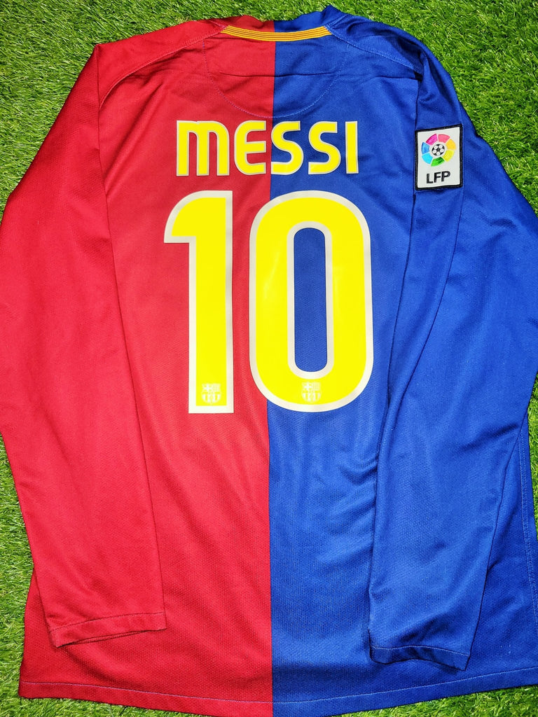 Messi Barcelona TREBLE SEASON 2008 2009 Home Long Sleeve Jersey Shirt Camiseta M SKU# 286785-655 Nike
